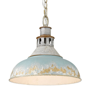 Golden - 0865-L AGV-TEAL - One Light Pendant - Kinsley - Aged Galvanized Steel