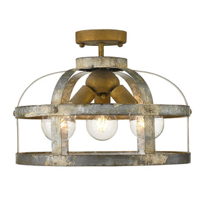 Golden - 0869-SF CS - Three Light Semi-Flush Mount - Bavaria - Colonial Steel