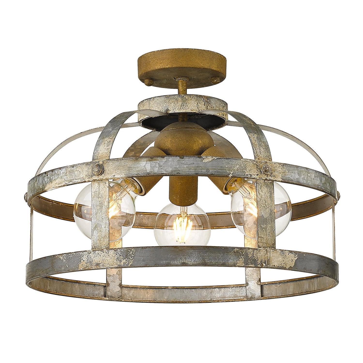 Golden - 0869-SF CS - Three Light Semi-Flush Mount - Bavaria - Colonial Steel