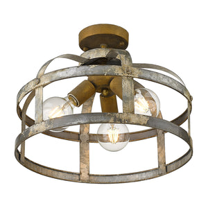 Golden - 0869-SF CS - Three Light Semi-Flush Mount - Bavaria - Colonial Steel