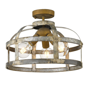 Golden - 0869-SF CS - Three Light Semi-Flush Mount - Bavaria - Colonial Steel