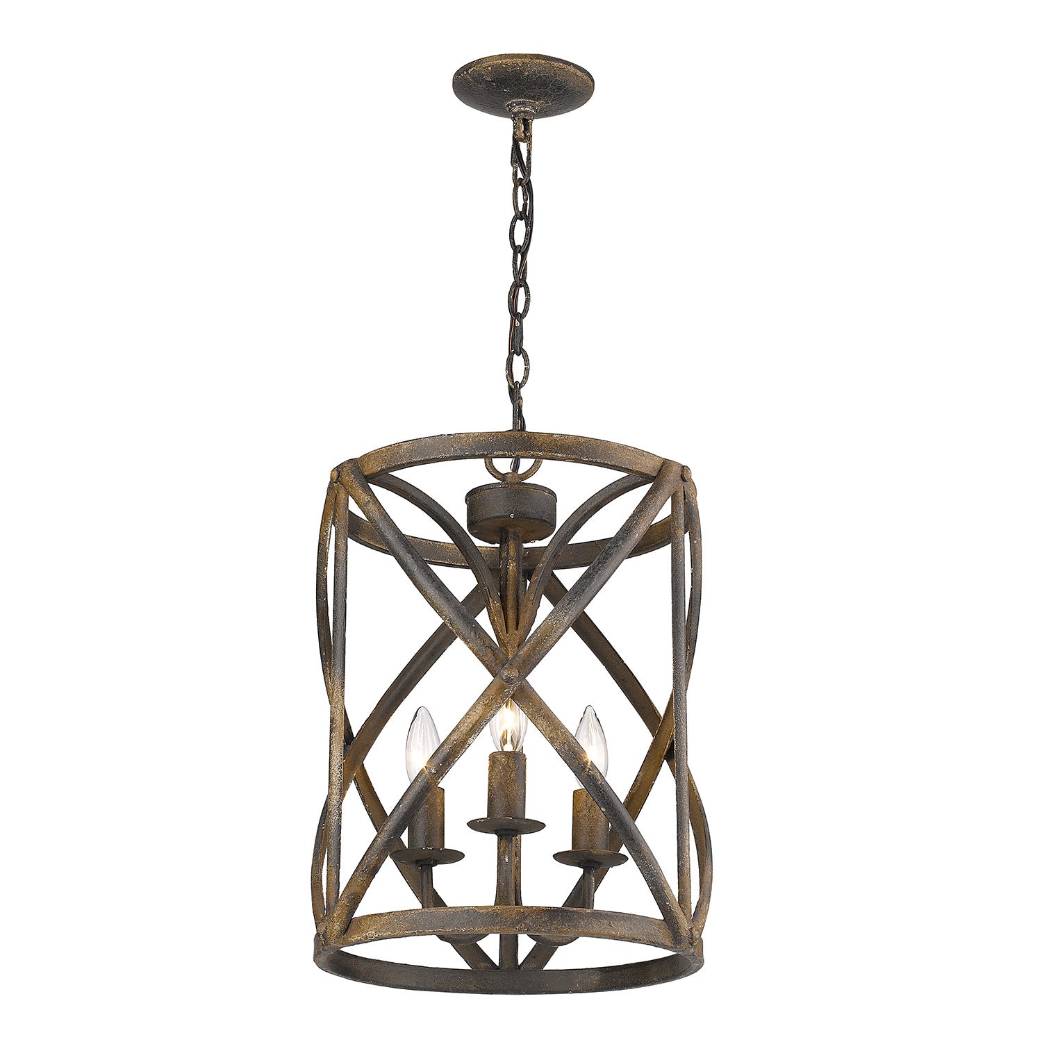 Golden - 0890-3P ABI - Three Light Pendant - Alcott - Antique Black Iron