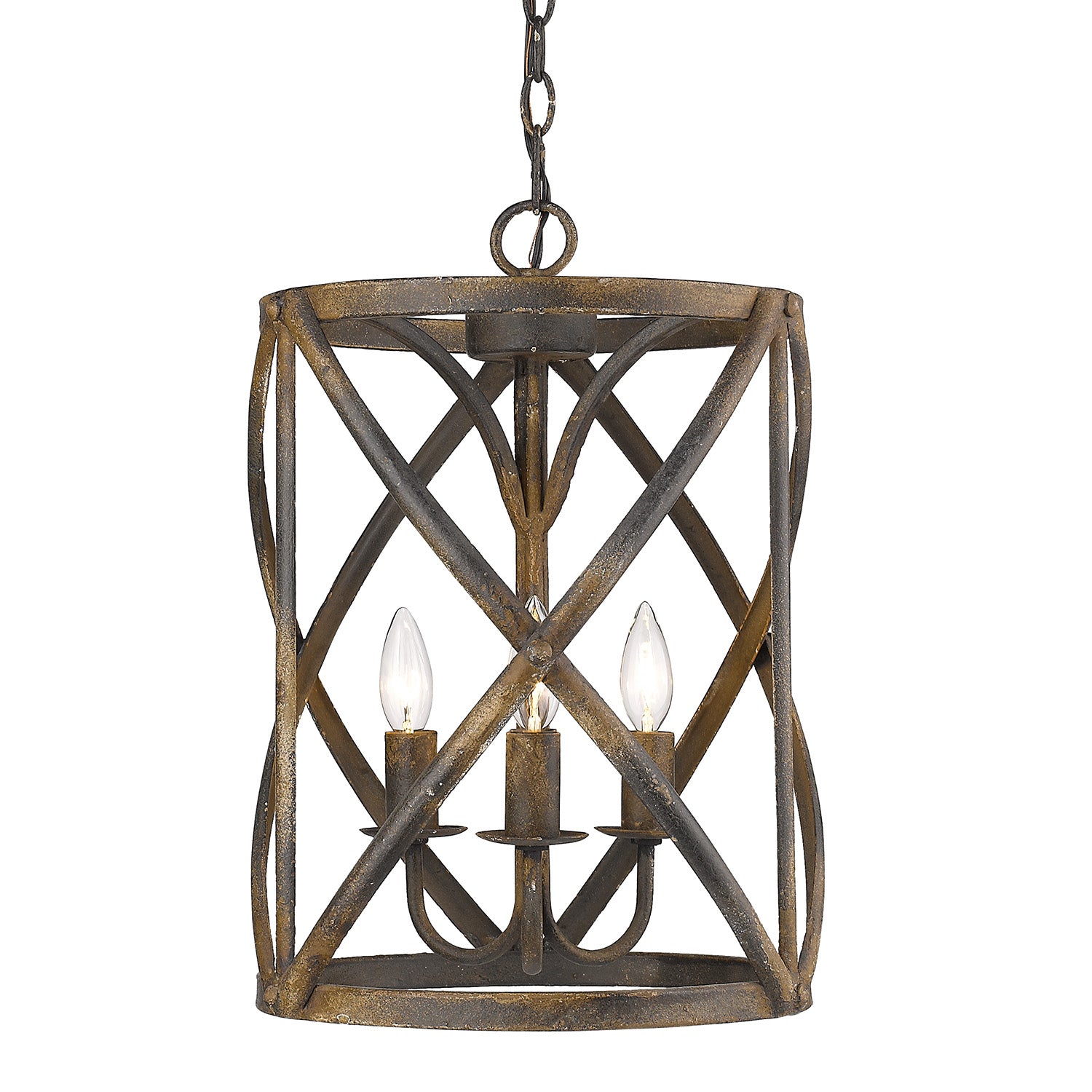 Golden - 0890-3P ABI - Three Light Pendant - Alcott - Antique Black Iron