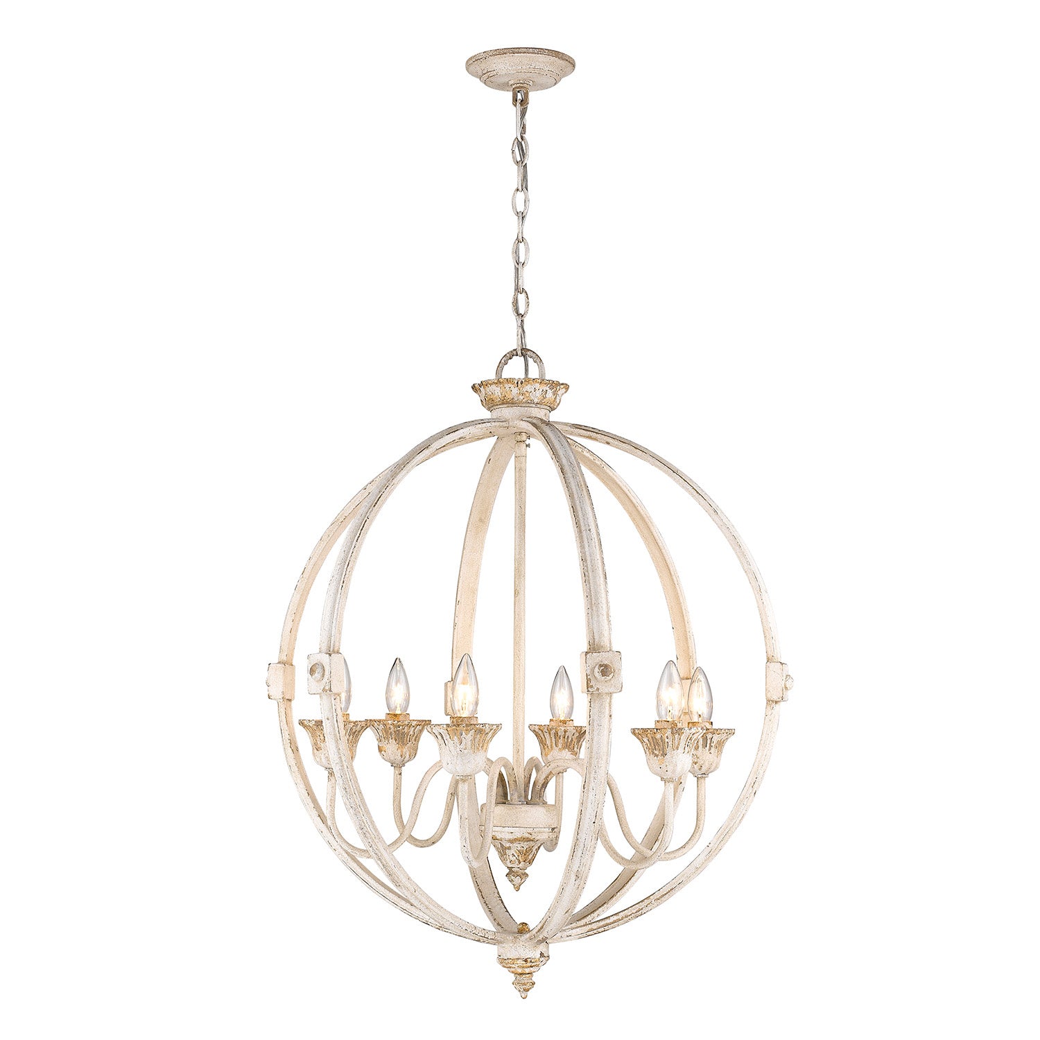 Golden - 0892-6 AI - Six Light Chandelier - Jules - Antique Ivory