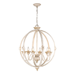 Golden - 0892-6 AI - Six Light Chandelier - Jules - Antique Ivory