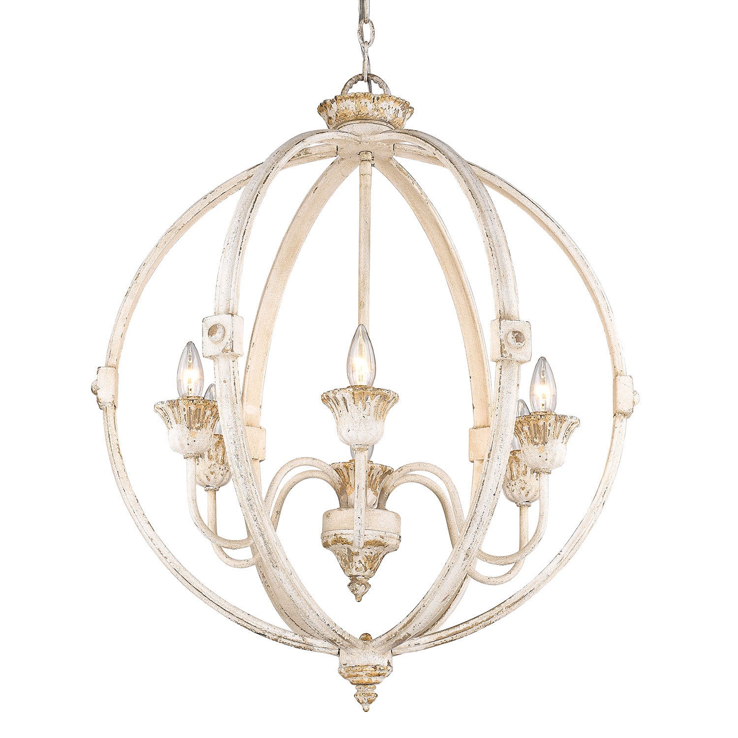 Golden - 0892-6 AI - Six Light Chandelier - Jules - Antique Ivory