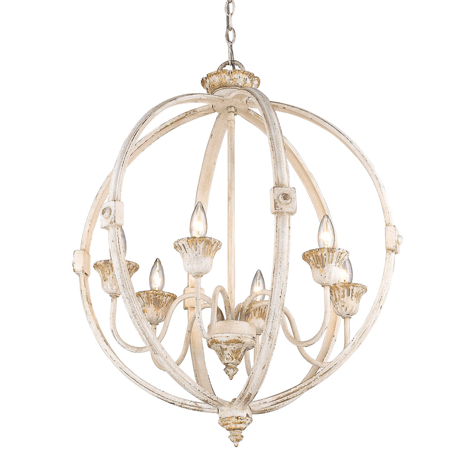 Golden - 0892-6 AI - Six Light Chandelier - Jules - Antique Ivory