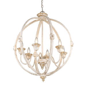 Golden - 0892-6 AI - Six Light Chandelier - Jules - Antique Ivory