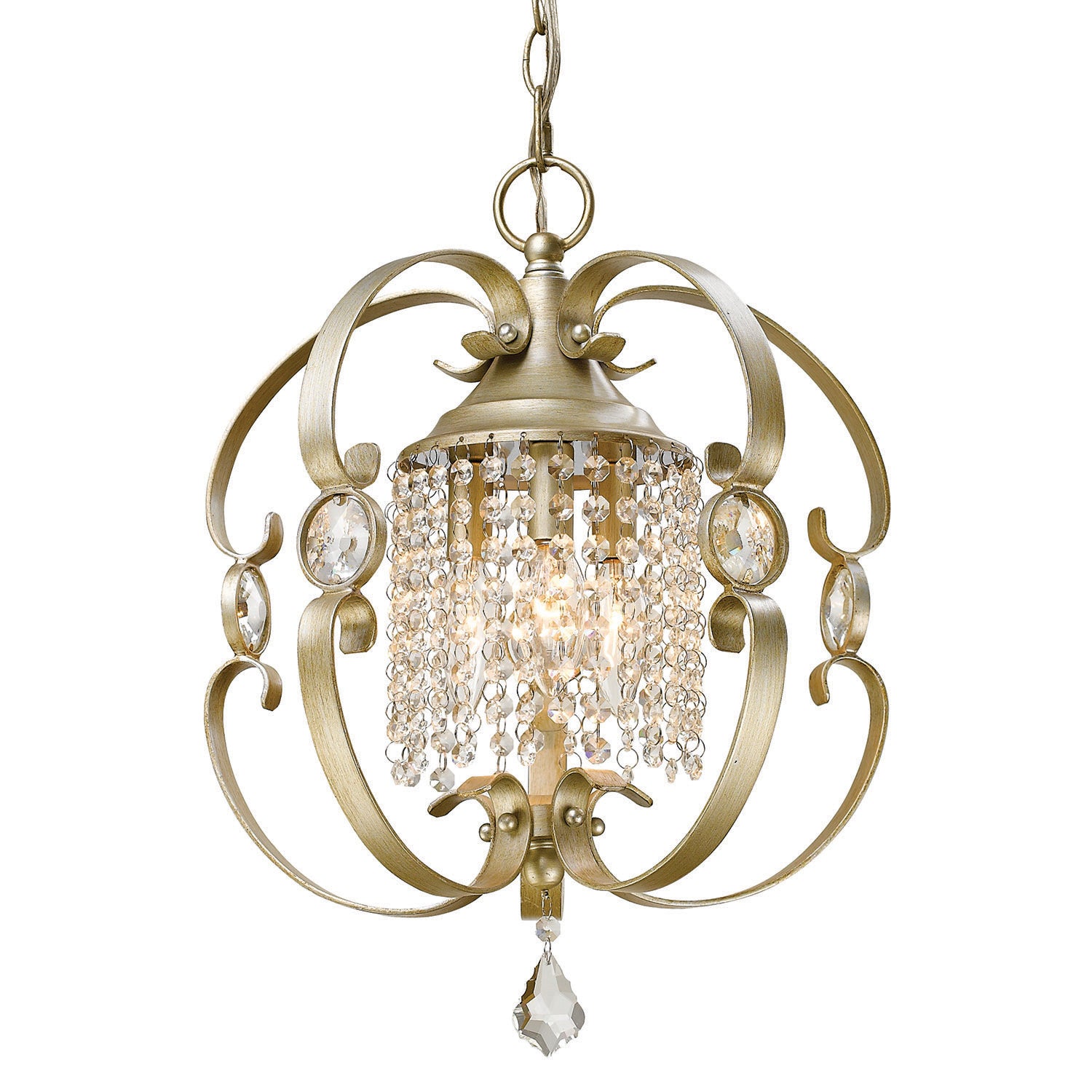 Golden - 1323-M3 WG - Three Light Mini Chandelier - Ella - White Gold