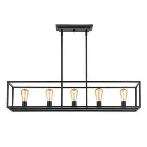 Golden - 2072-LP BLK - Five Light Linear Pendant - Wesson - Matte Black