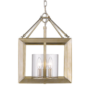 Golden - 2073-M3 WG-CLR - Three Light Mini Chandelier - Smyth WG - White Gold