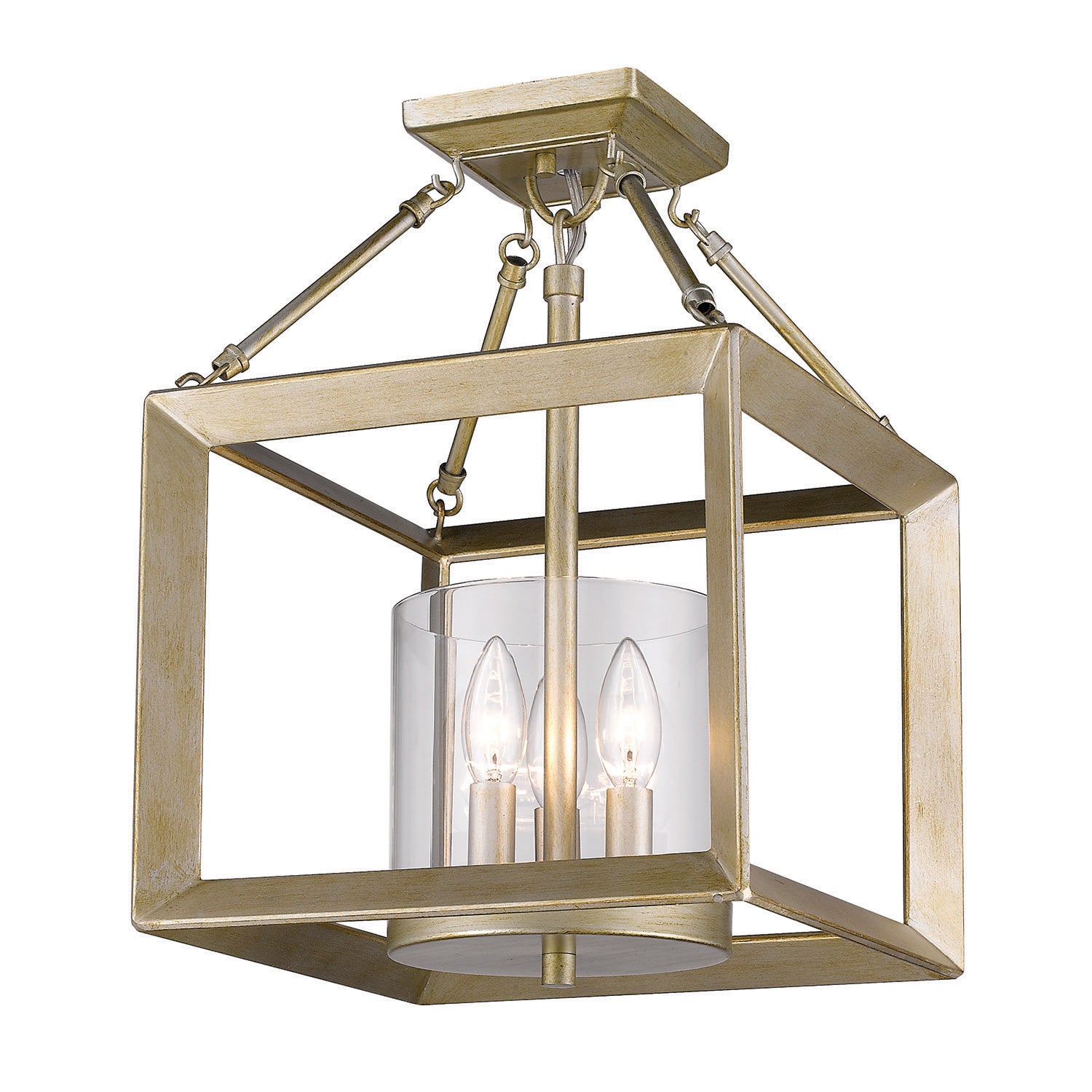 Golden - 2073-M3 WG-CLR - Three Light Mini Chandelier - Smyth WG - White Gold