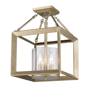 Golden - 2073-M3 WG-CLR - Three Light Mini Chandelier - Smyth WG - White Gold