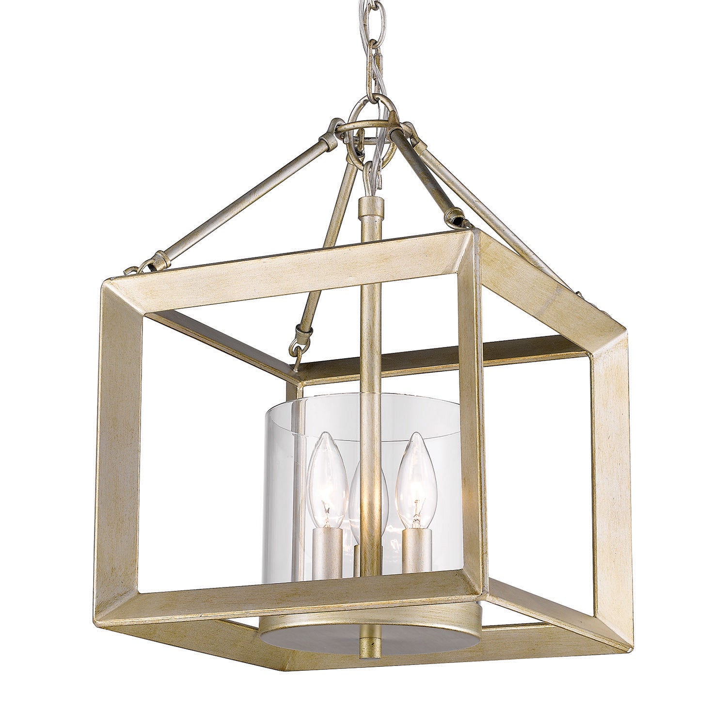 Golden - 2073-M3 WG-CLR - Three Light Mini Chandelier - Smyth WG - White Gold