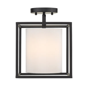 Golden - 2243-1SF BLK-MWS - One Light Semi-Flush Mount - Manhattan - Matte Black