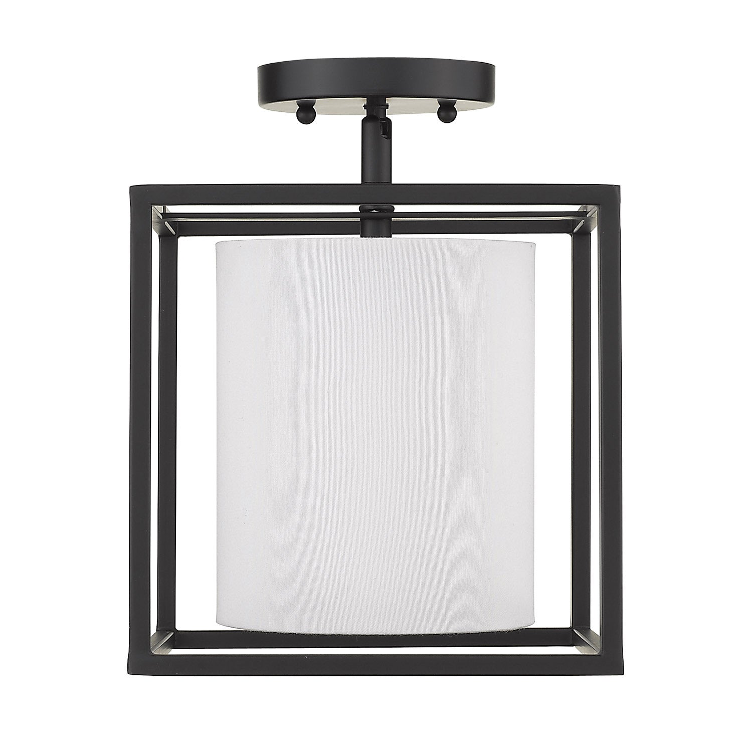 Golden - 2243-1SF BLK-MWS - One Light Semi-Flush Mount - Manhattan - Matte Black