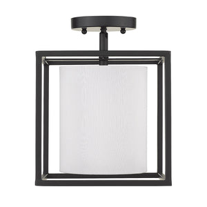 Golden - 2243-1SF BLK-MWS - One Light Semi-Flush Mount - Manhattan - Matte Black