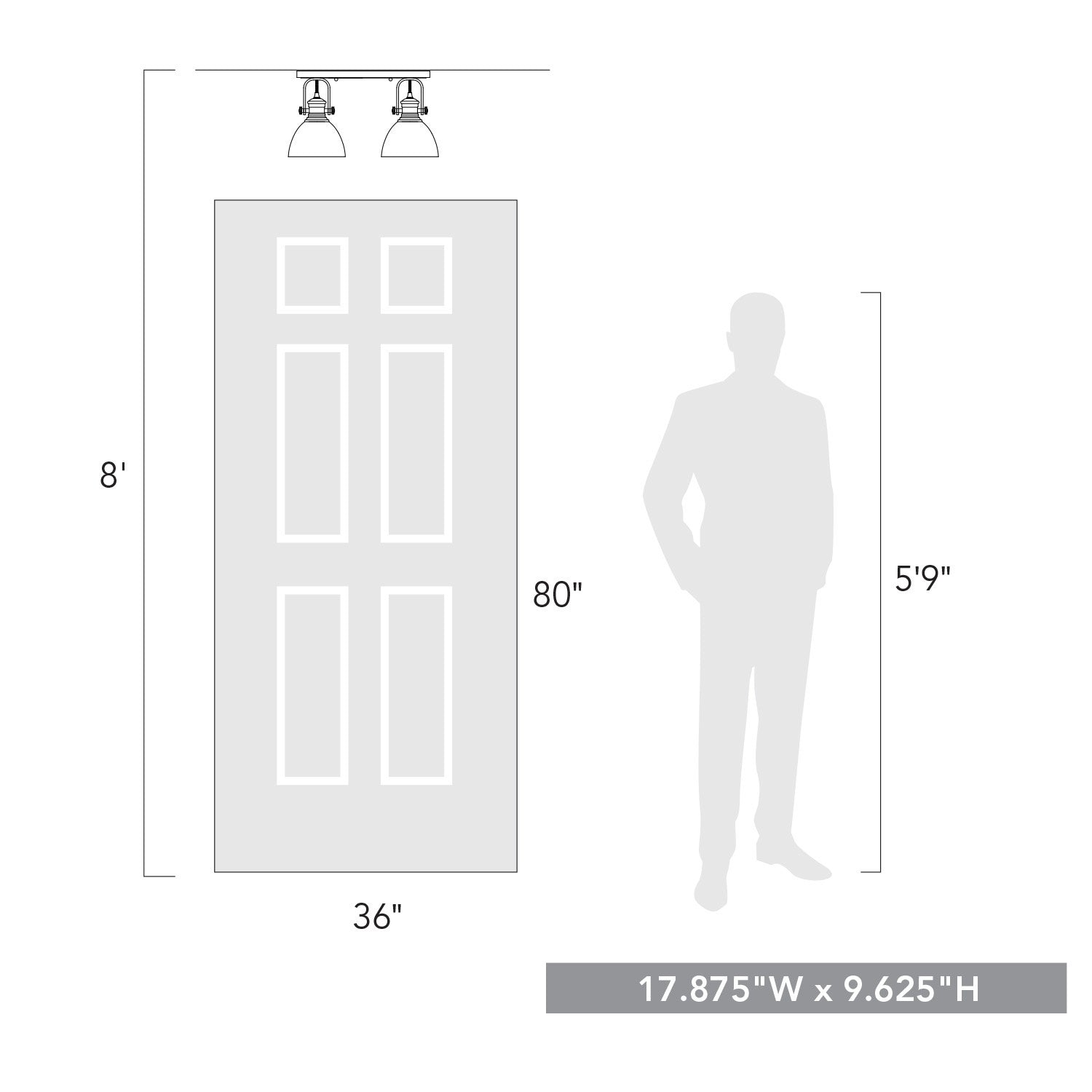 Golden - 3118-2SF PW-SD - Two Light Semi-Flush Mount - Hines PW - Pewter