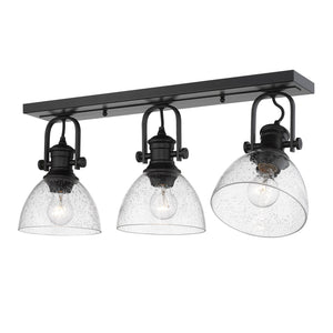 Golden - 3118-3SF BLK-SD - Three Light Semi-Flush Mount - Hines BLK - Matte Black