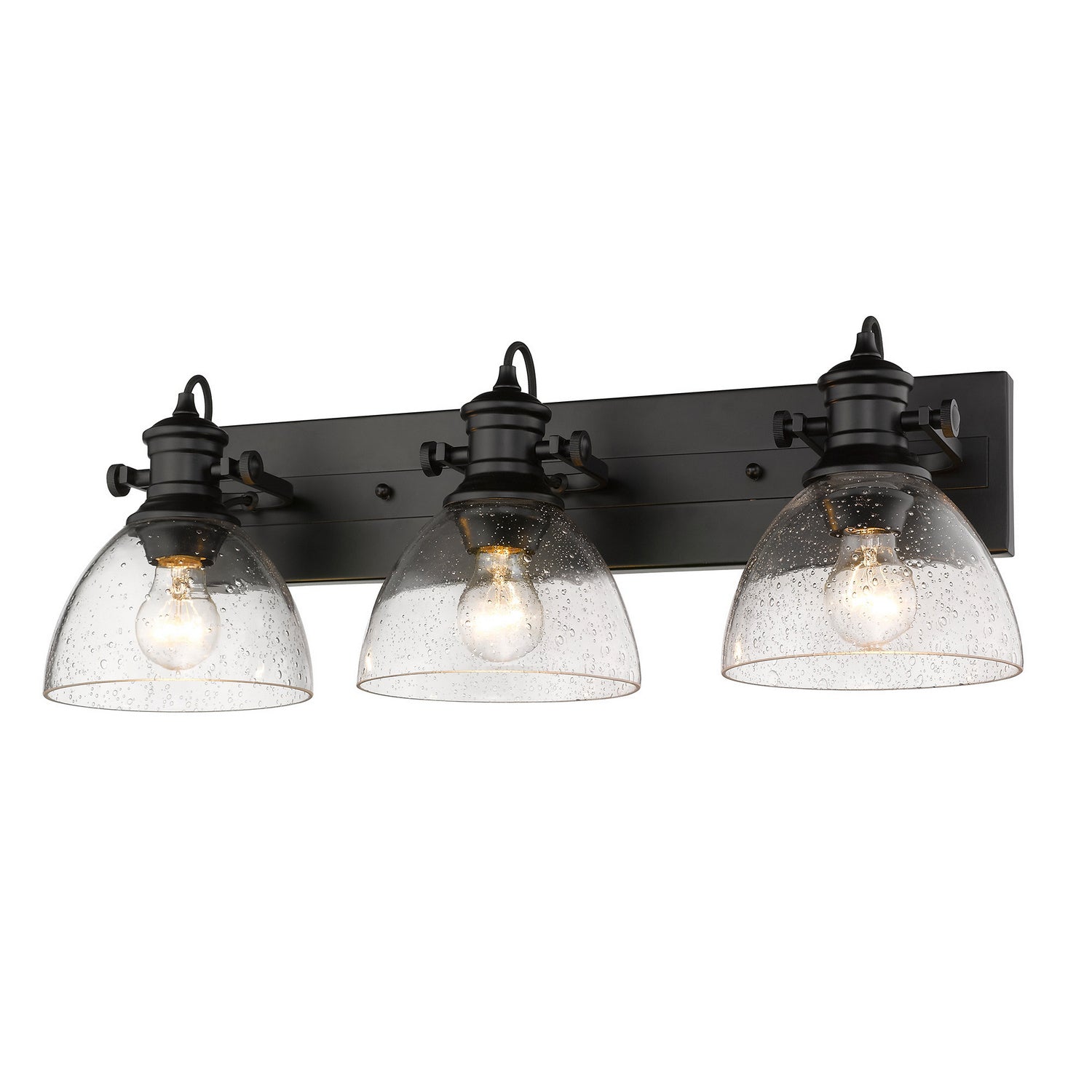 Golden - 3118-3SF BLK-SD - Three Light Semi-Flush Mount - Hines BLK - Matte Black