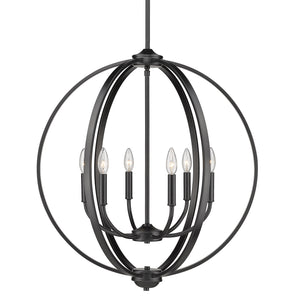 Golden - 3167-6 BLK - Six Light Chandelier - Colson BLK - Matte Black