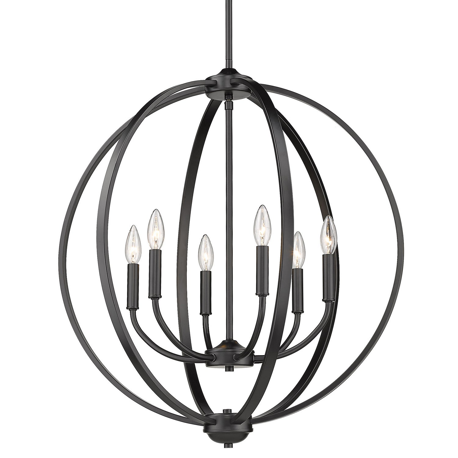 Golden - 3167-6 BLK - Six Light Chandelier - Colson BLK - Matte Black