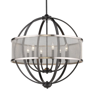 Golden - 3167-6 BLK-PW - Six Light Chandelier - Colson BLK - Matte Black