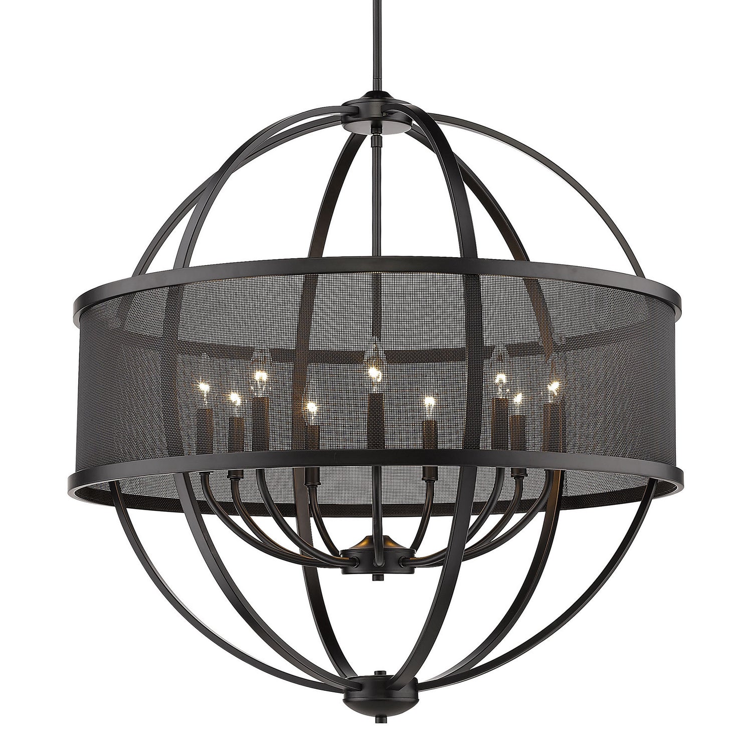 Golden - 3167-9 BLK-BLK - Nine Light Chandelier - Colson BLK - Matte Black