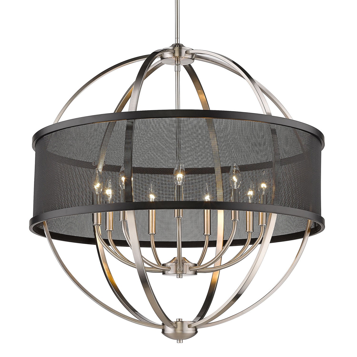 Golden - 3167-9 PW-BLK - Nine Light Chandelier - Colson PW - Pewter