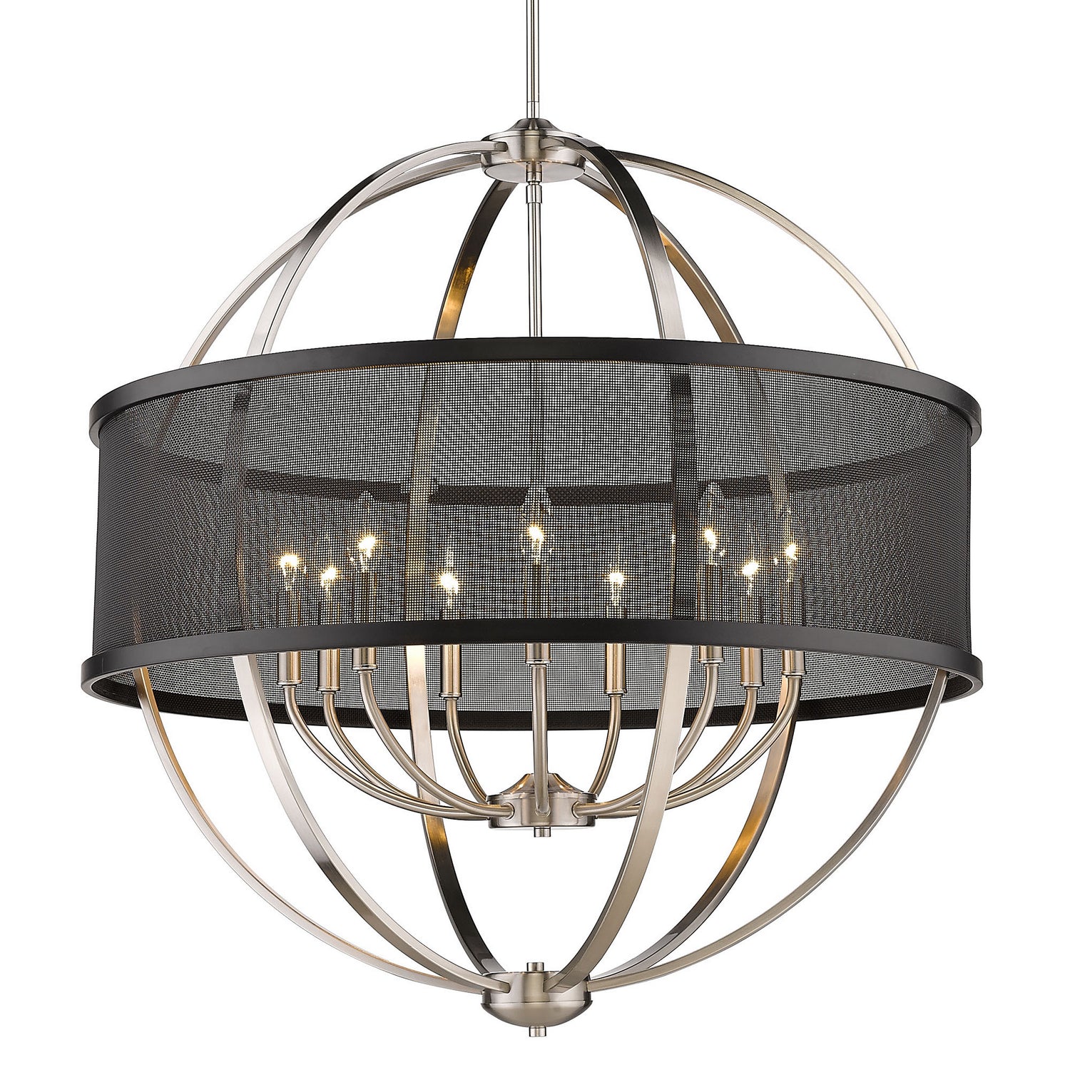 Golden - 3167-9 PW-BLK - Nine Light Chandelier - Colson PW - Pewter