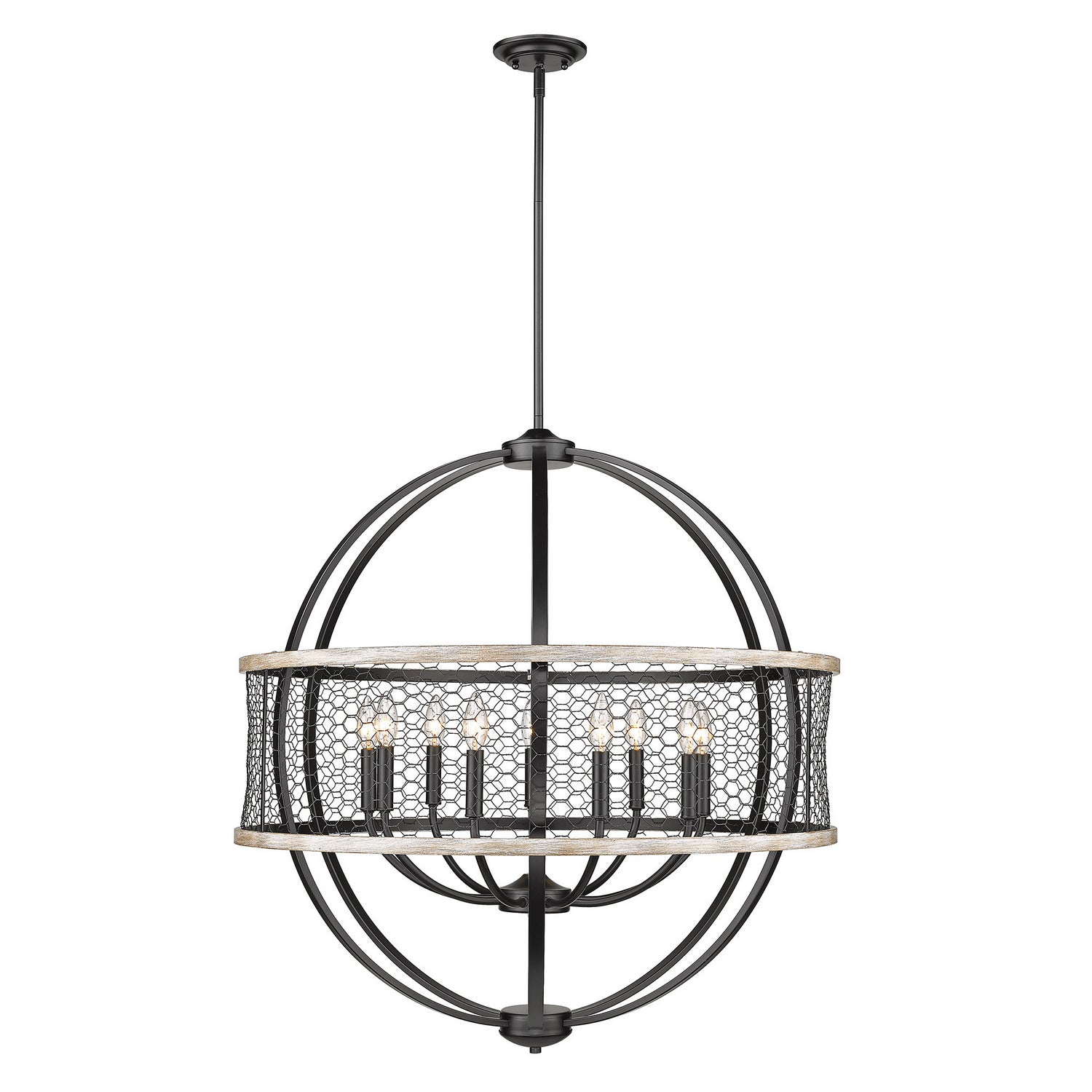 Golden - 3170-9 BLK-CW - Nine Light Chandelier - Roost - Matte Black