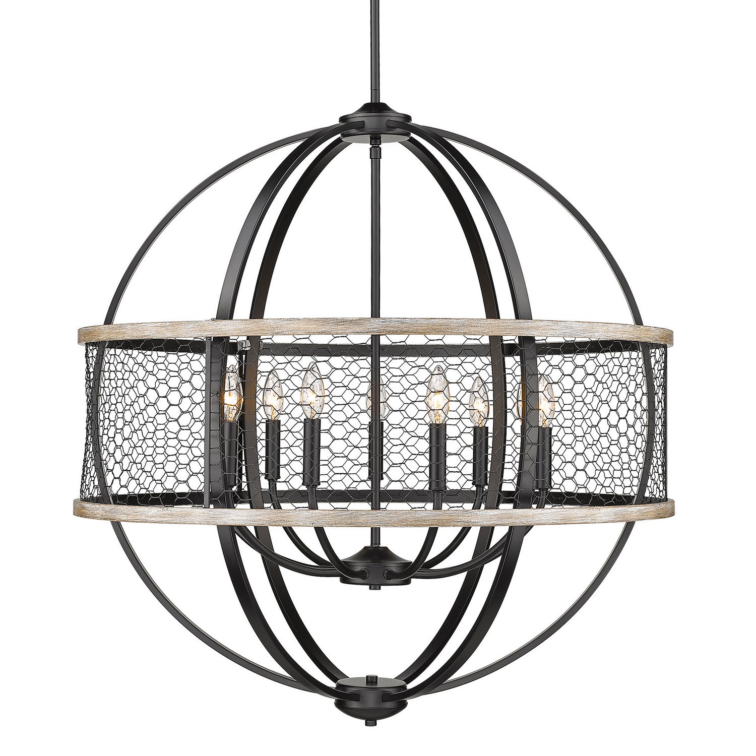 Golden - 3170-9 BLK-CW - Nine Light Chandelier - Roost - Matte Black