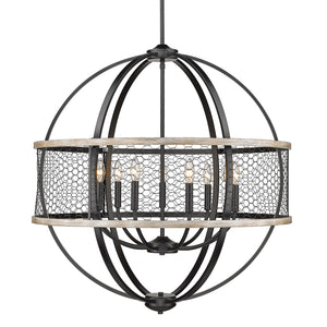 Golden - 3170-9 BLK-CW - Nine Light Chandelier - Roost - Matte Black