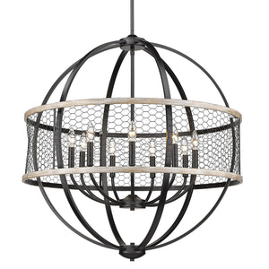 Golden - 3170-9 BLK-CW - Nine Light Chandelier - Roost - Matte Black