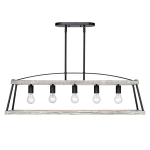 Golden - 3184-LP NB-GH - Five Light Linear Pendant - Teagan - Natural Black