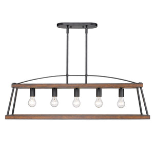 Golden - 3184-LP NB-RO - Five Light Linear Pendant - Teagan - Natural Black