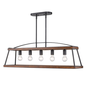 Golden - 3184-LP NB-RO - Five Light Linear Pendant - Teagan - Natural Black