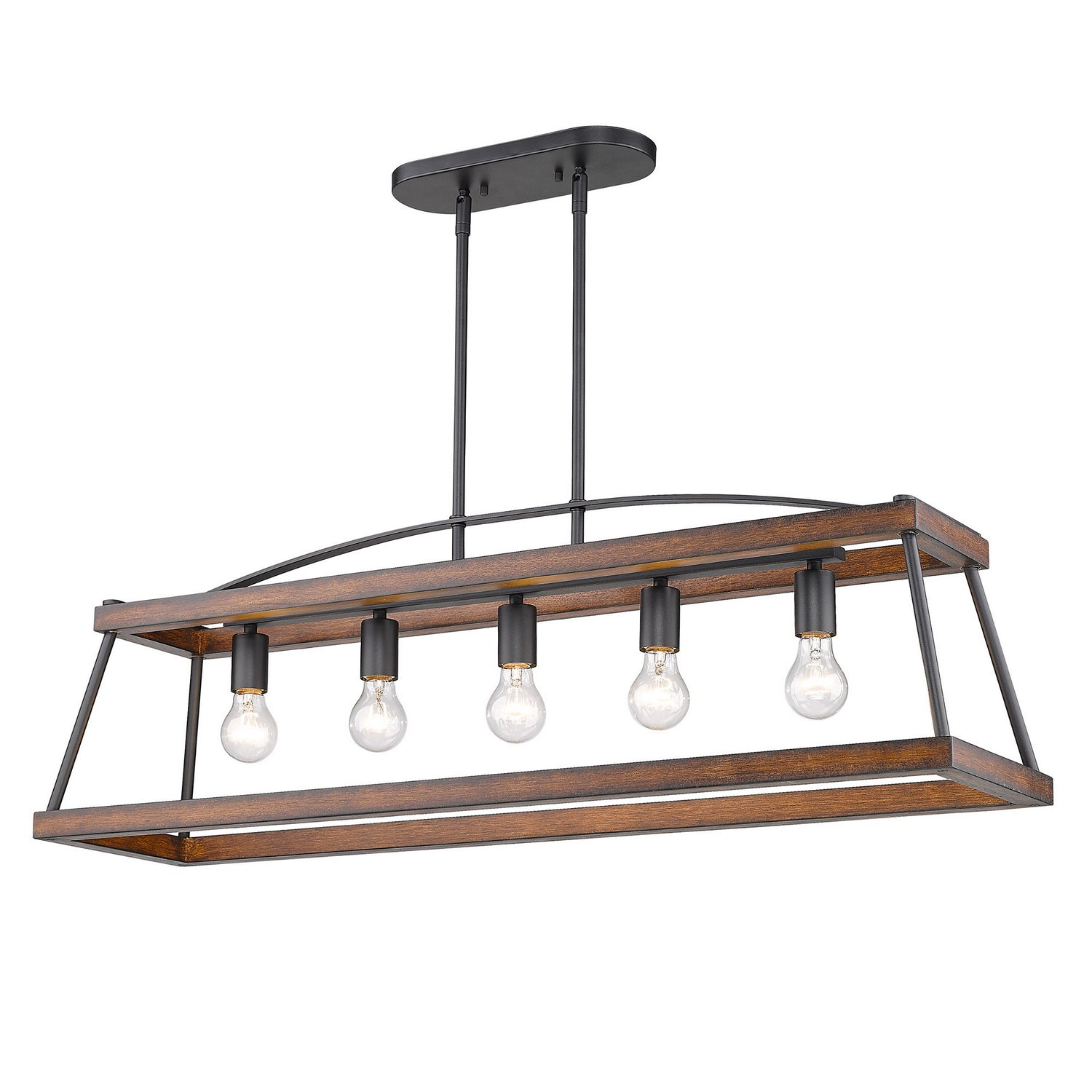 Golden - 3184-LP NB-RO - Five Light Linear Pendant - Teagan - Natural Black