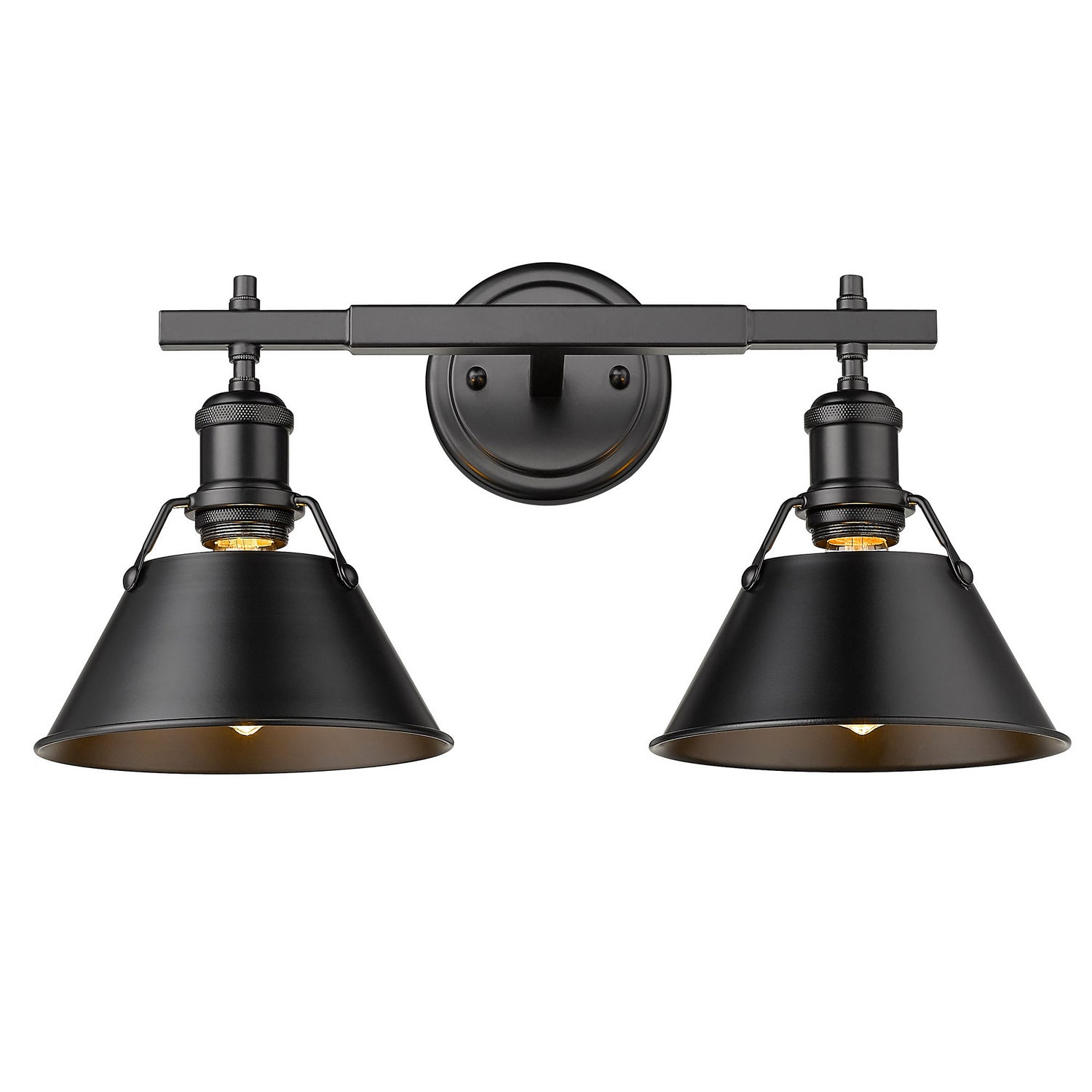 Golden - 3306-BA2 BLK-BLK - Two Light Bath Vanity - Orwell BLK - Matte Black