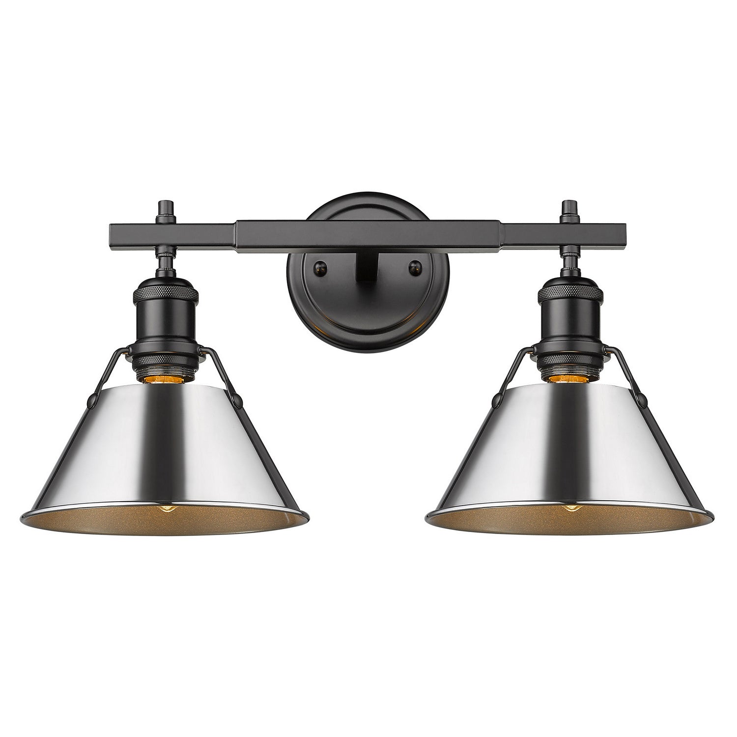 Golden - 3306-BA2 BLK-CH - Two Light Bath Vanity - Orwell BLK - Matte Black