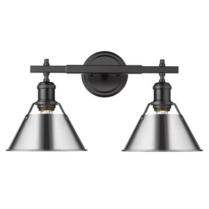 Golden - 3306-BA2 BLK-CH - Two Light Bath Vanity - Orwell BLK - Matte Black