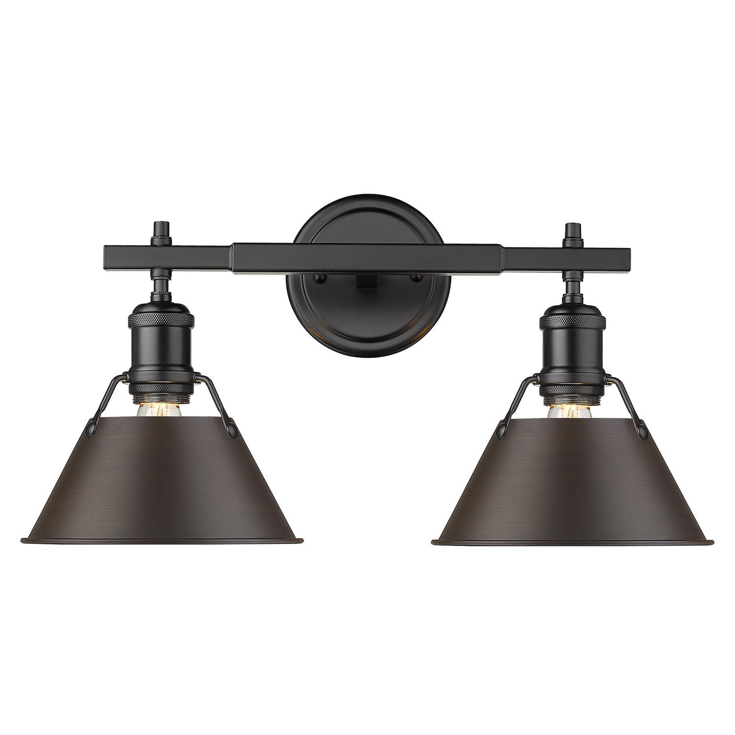 Golden - 3306-BA2 BLK-RBZ - Two Light Bath Vanity - Orwell BLK - Matte Black