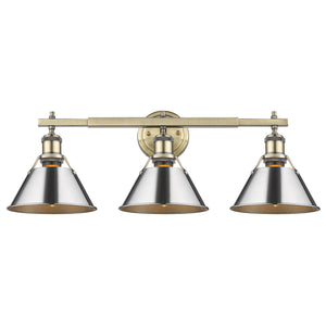 Golden - 3306-BA3 AB-CH - Three Light Bath Vanity - Orwell AB - Aged Brass