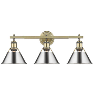 Golden - 3306-BA3 AB-CH - Three Light Bath Vanity - Orwell AB - Aged Brass