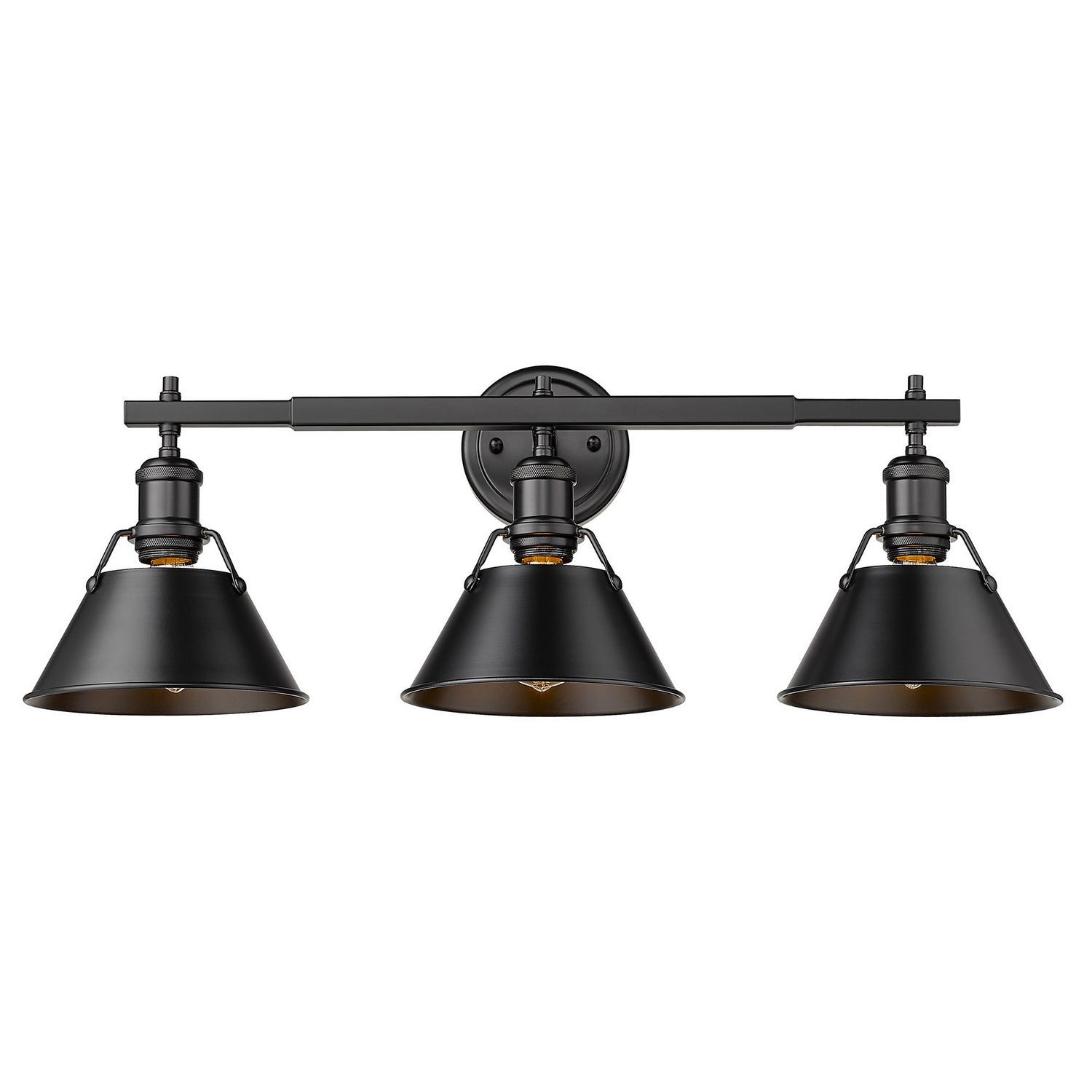 Golden - 3306-BA3 BLK-BLK - Three Light Bath Vanity - Orwell BLK - Matte Black