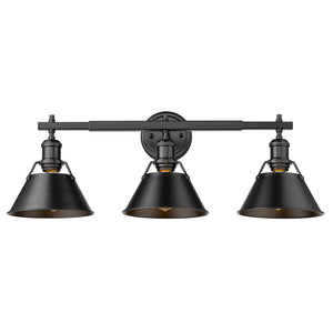 Golden - 3306-BA3 BLK-BLK - Three Light Bath Vanity - Orwell BLK - Matte Black