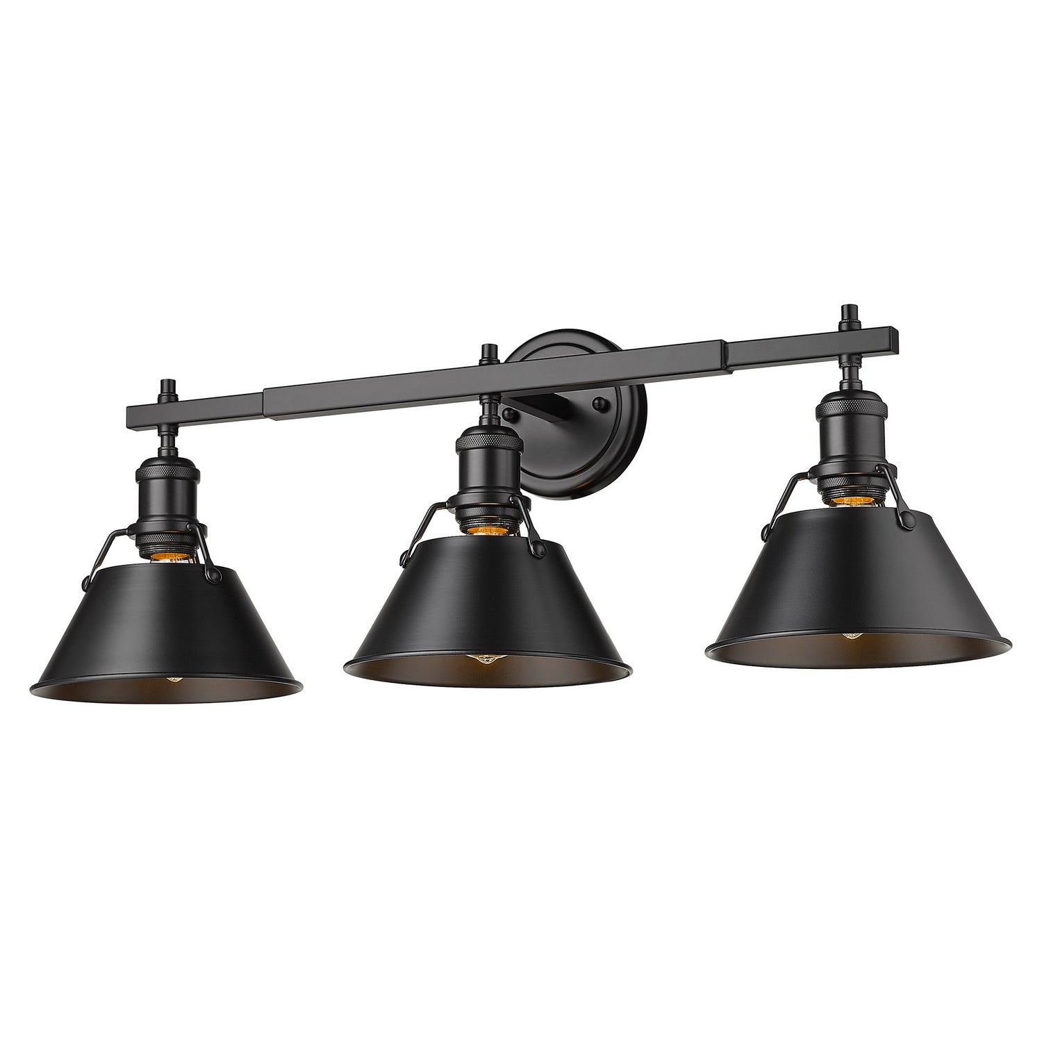 Golden - 3306-BA3 BLK-BLK - Three Light Bath Vanity - Orwell BLK - Matte Black