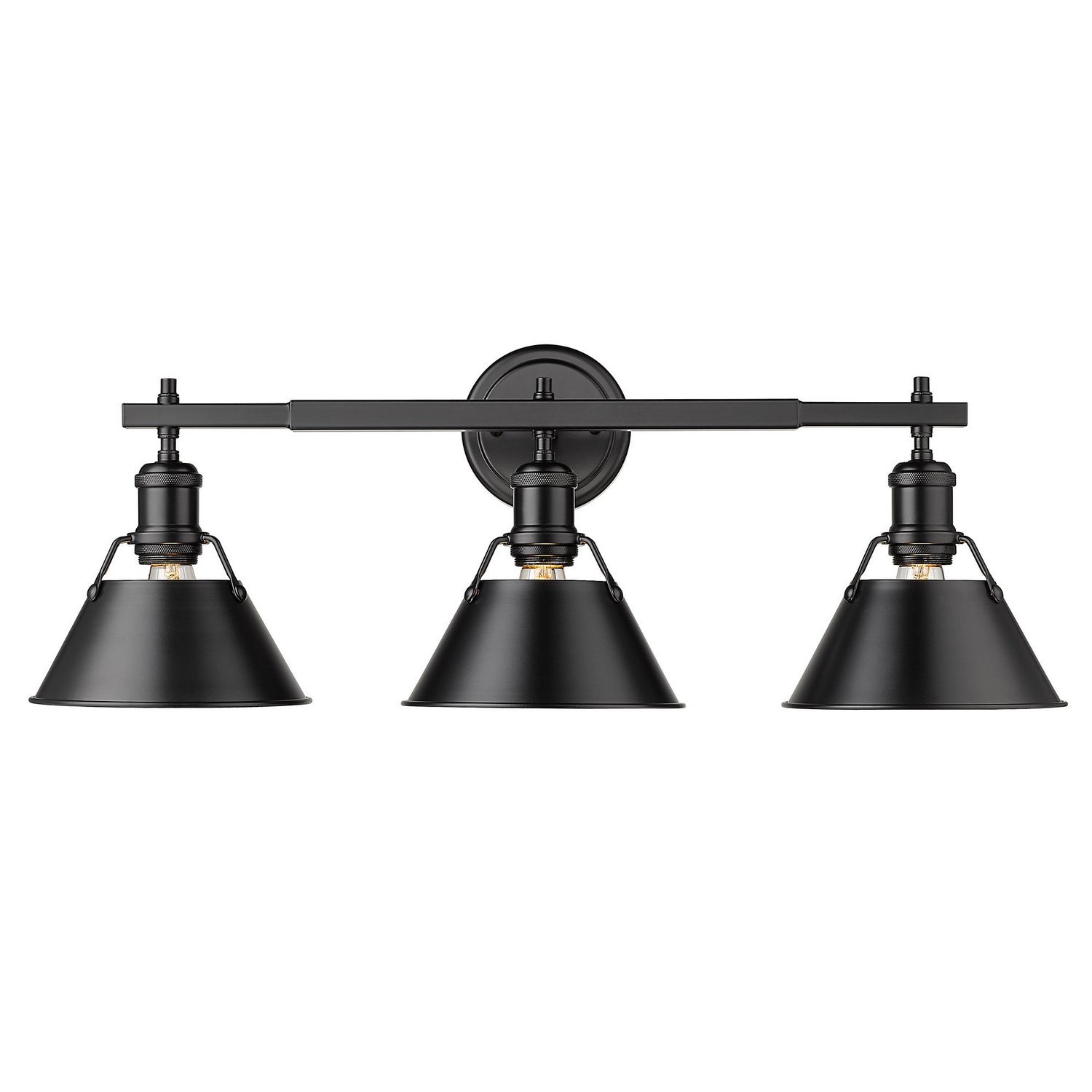 Golden - 3306-BA3 BLK-BLK - Three Light Bath Vanity - Orwell BLK - Matte Black