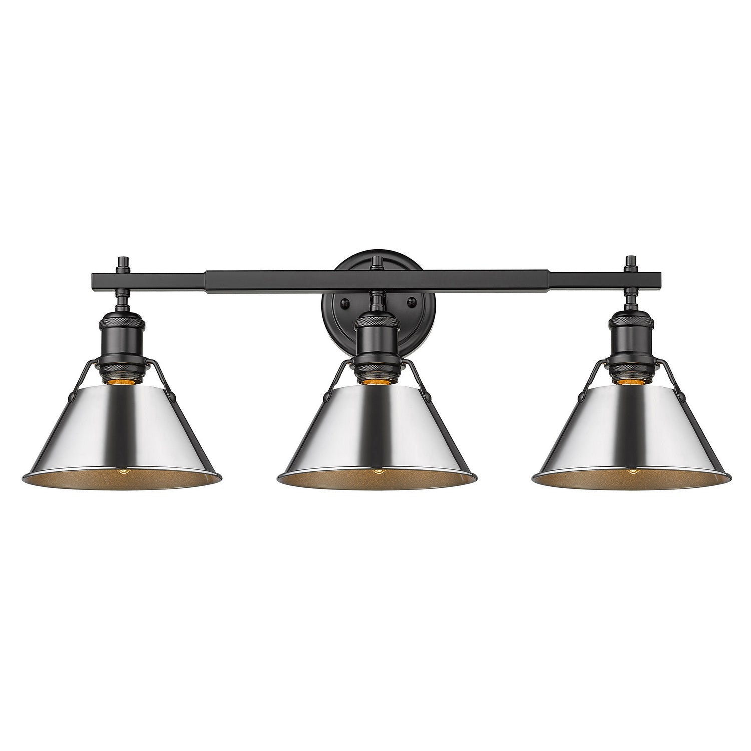 Golden - 3306-BA3 BLK-CH - Three Light Bath Vanity - Orwell BLK - Matte Black