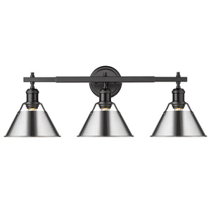 Golden - 3306-BA3 BLK-CH - Three Light Bath Vanity - Orwell BLK - Matte Black